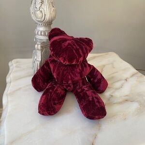 Pottery Barn Velvet Teddy Bear Plush Faceless Beanbag Buckwheat Fill Cranberry